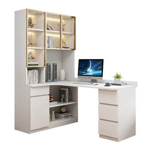 Solid wood computer desk desktop home desk turns to desk bookshelf table shelf table children's learning table writing table