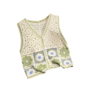 
She pool V-neck vest 2026 summer new women's wear fresh age-reducing hollow stacked single-breasted knitted vest