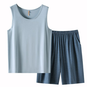 Jialefen pajamas men's summer summer model Modal vest sleeveless home service men's thin ice silk men's suits