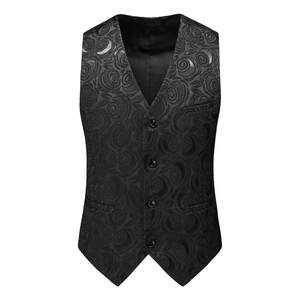 Spring and autumn men's slim -fitting fashionable shoulder -shoulder western clothes Black jets and vest leisure suit vest men