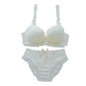 Japanese Sweet Girl White All -Lace Thin Cup Side Get a large -size bras jacket Japanese underwear underwear
