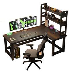 Corner computer desk for home use with bookshelf