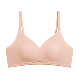 
Thin rabbit ears with nude and traceless latex underwear for women without steel rings, large breasts, small liquid foundation breathable bra
