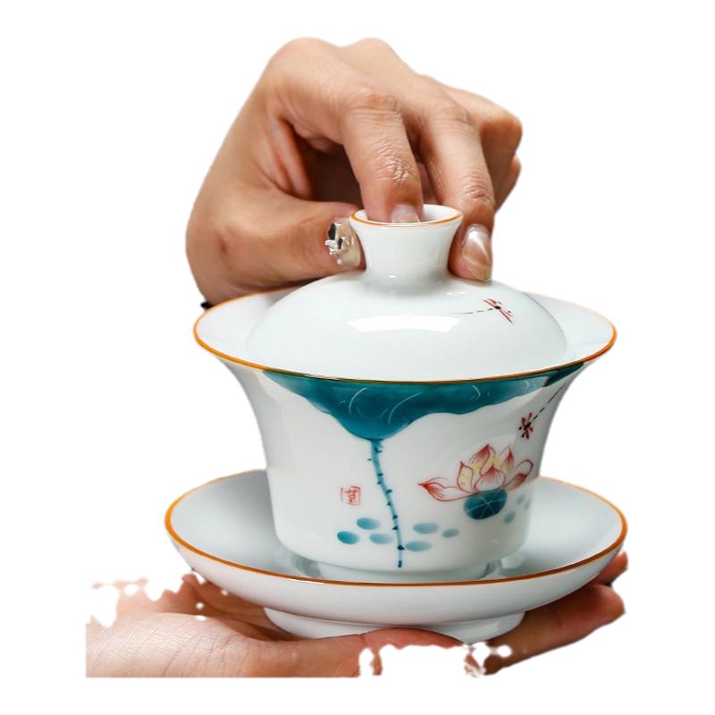 陶泥 青花陶磁蓋碗 愛蓮茶杯 壺承 茶碗 煎茶器 未使用品 陶泥 青花陶磁蓋碗 愛蓮茶杯 壺承 茶碗 煎茶器 未使用品
