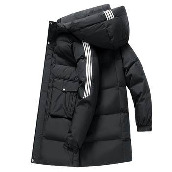 Duck -duck long hooded thickened down jacket men
