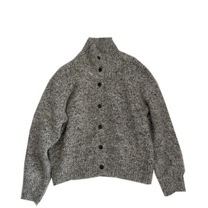 
Contains wool ~ retro floral yarn stand-up collar knitted cardigan for women! Lazy and versatile loose lapel sweater jacket in autumn and winter