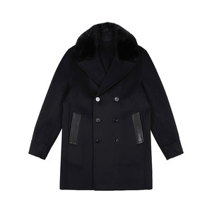 
Ladyboll men's mid-length coat 2025 autumn new mink fur collar double-breasted woolen coat for men