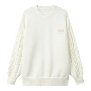 Fairy club red New Year's fortune sweater thickened warm holder round neck loose white sweater female autumn and winter
