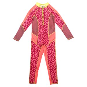 
There is such a UzMz girl's long-sleeved trousers one-piece sun protection quick-drying swimsuit surfing suit anti-chlorine medium-large children outdoor