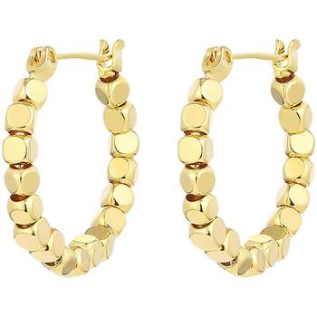 women's small sugar cube french hoop earrings