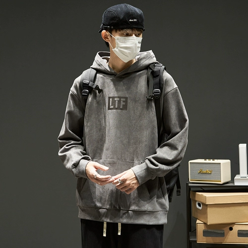 Бархатная демисезонная толстовка с капюшоном, утепленный балахон, лонгслив, куртка