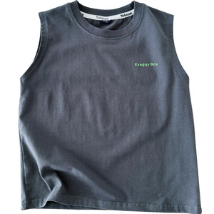 
Boys' pure cotton round neck wide shoulder sports vest ~ mid-to-large children casual sleeveless T-shirt tops in summer thin style