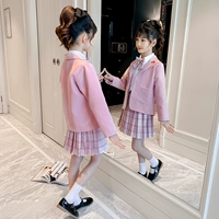Студенческая юбка в складку, осеннее платье, детский осенний наряд маленькой принцессы, популярно в интернете, в западном стиле, в корейском стиле