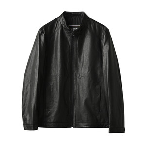 
Sheepskin Men's Stand Collar Leather Jacket Genuine Leather Slim Business Leather Jacket Autumn and Winter Men's Clothing
