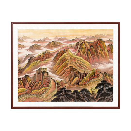 定做办公室挂画万里长城画靠山图老板办公桌背景画书柜壁画装饰画