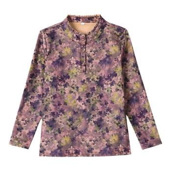 
Middle-aged and elderly mother's stand-up collar shirt bottoming shirt