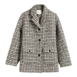 Pukka woolen coat coarse flower lattice large pocket short winter coat women medium long model
