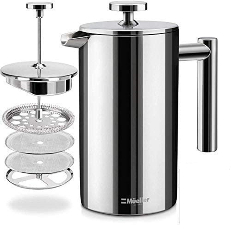 FRENCH PRESS COFFEE MAKER 304 GRADE STAINLESS STEEL SILVER
