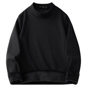 
Cat man plus velvet thickened warm half-high neck base shirt for men in autumn and winter medium-collar long-sleeved T-shirt underwear for men