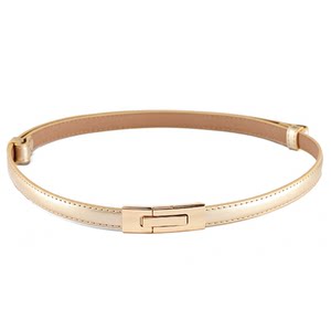 
Gold women's decorative thin belt dress suit down jacket windbreaker trousers accessories patent leather mirror belt