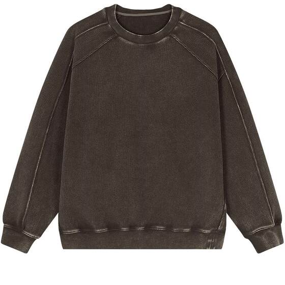 
Sketch men's early spring new men's sweatshirt round neck waffle pullover sweatshirt retro old casual fashion