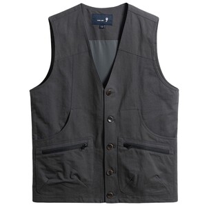 Spring dress dad vest male middle-aged and elderly loose cotton multi-pocket horse clip old man grandpa vest spring and autumn shoulder