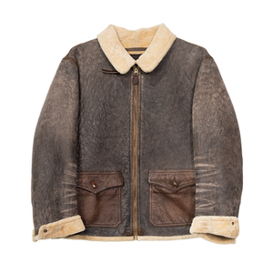 
Uncle Lafayette's genuine leather leather jacket, fur collar, men's retro flight jacket, sheepskin motorcycle jacket, short jacket