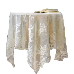 Lace dining table cloth art coffee table white French hollow retro -literary garden round table bedside table cover
