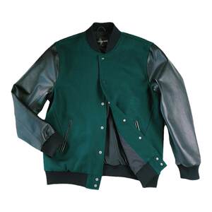 Spring and Autumn New Cowhide Sleeve Spliced ​​Baseball Suit Woolen Short Jacket Genuine Leather Jacket Sports and Casual Leather Jacket Men's Trendy
