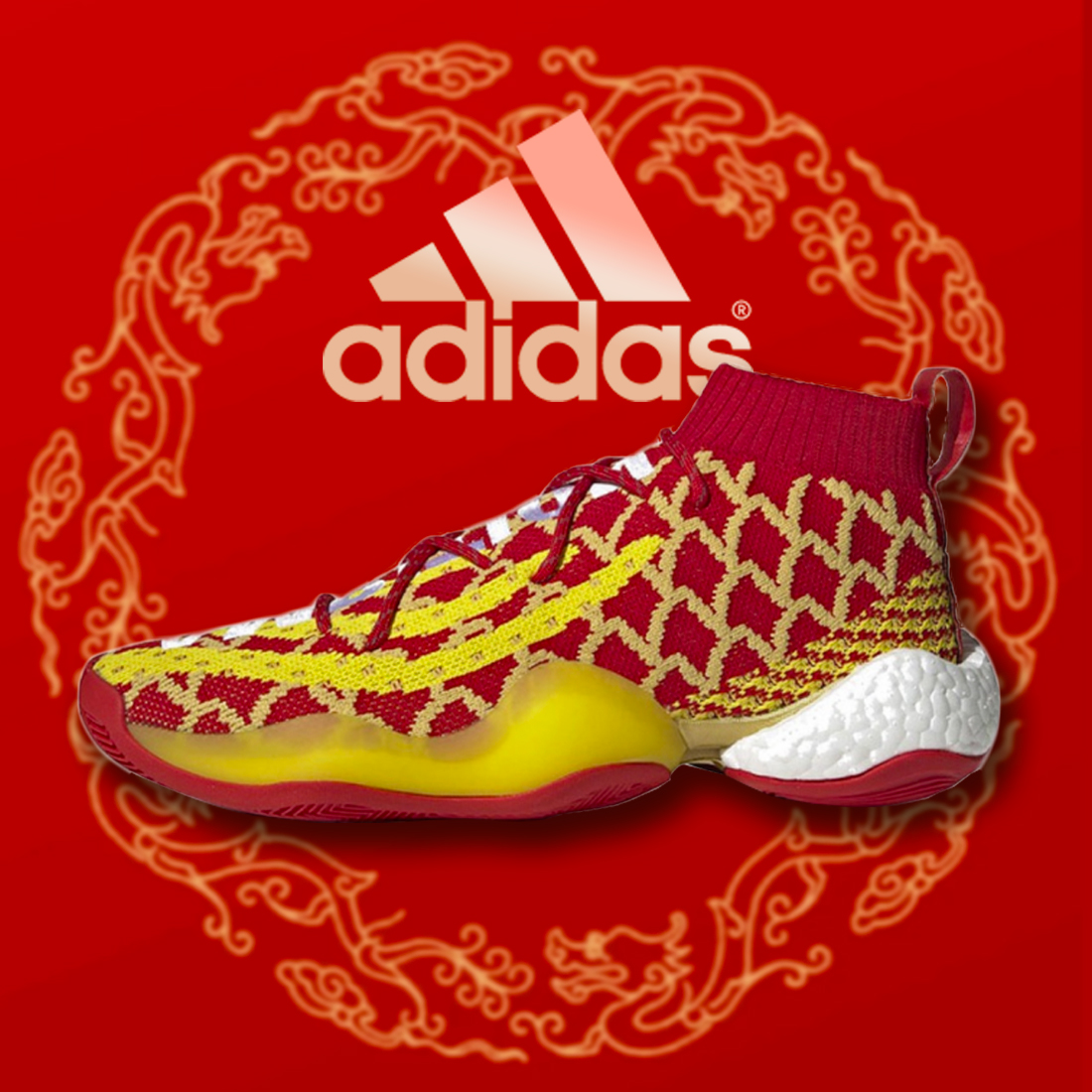 龙年Adidas/阿迪达斯X菲董联名CNY新年红龙鳞实战boost篮球鞋