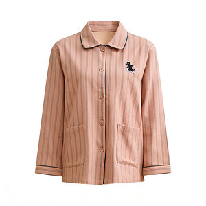 
Hongdou home men's long-sleeved simple comfortable stretch pajamas women's skin-friendly soft texture pure cotton home clothes shopping mall style