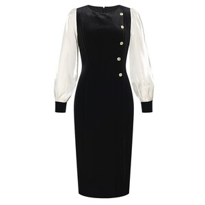 
La Koradior shopping mall's same style elegant velvet splicing dress with side slit long skirt for women