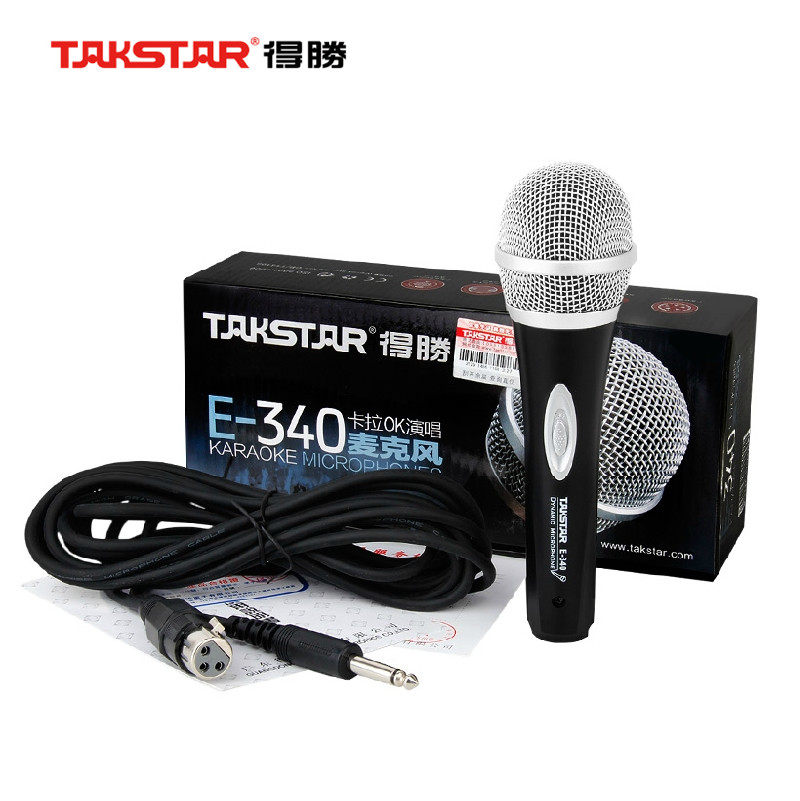 Takstar/得胜 E-340有线话筒家用唱歌DVD功放K歌卡拉OK动圈麦克风