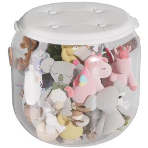 
Doll storage bucket living room toy storage artifact stool organizer cream style plush doll transparent storage box