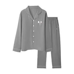 There are tree plants to stop mite pajamas men's spring and autumn cotton senior home service long -sleeved summer home clothing suits
