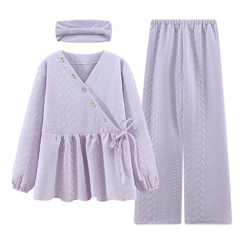 Send a hair tie - air cotton confinement clothes autumn and winter pure cotton maternity breastfeeding maternity pajamas winter thick style November 12