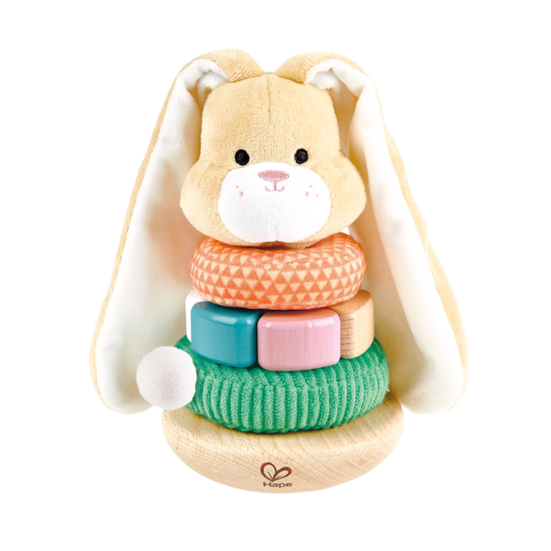 Hape fun pull back rabbit tail stack tower jenga - baby child ...