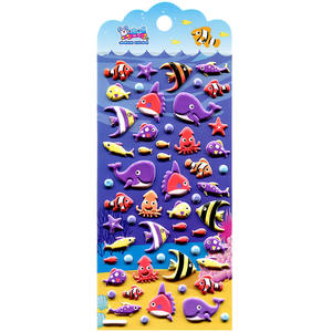 
Children's cute cartoon marine life small fish animal three-dimensional 3D bubble stickers baby kindergarten reward stickers