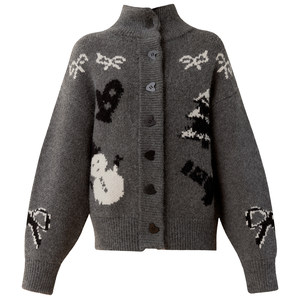 
[Ready Stock] Fragile Store Winter Snow Sleep Memory Retro Fair Isle Christmas Tree Sweater Knitted Cardigan Set