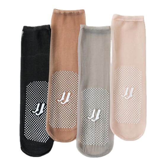 Stockings Women's short socks Summer thin stealth, transparent anti -hook silk, non -slip, anti -thin middle sock resistance crystal socks
