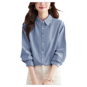 
Chuying combed cotton shirt women's long-sleeved 2026 spring new thickened top simple and exquisite pure cotton commuter shirt