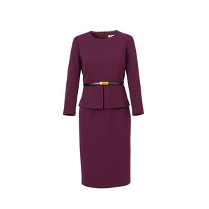 
Ditu 2025 spring round neck dress with high-end and elegant slim skirt with high waist long sleeve temperament mid-length skirt