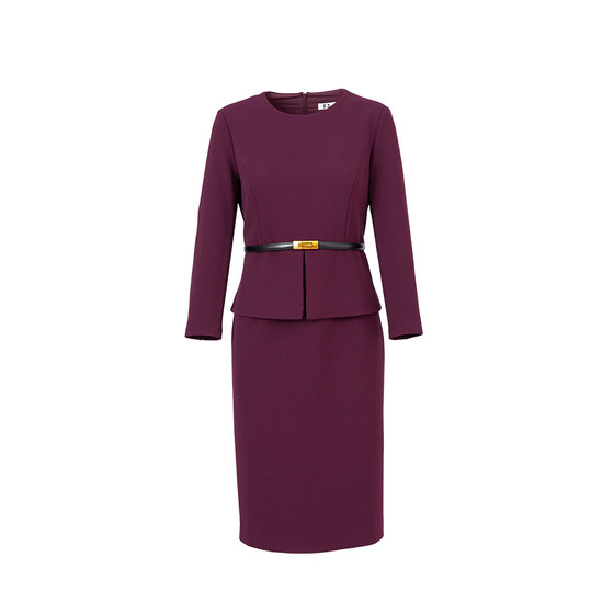 
Ditu 2025 spring round neck dress with high-end and elegant slim skirt with high waist long sleeve temperament mid-length skirt