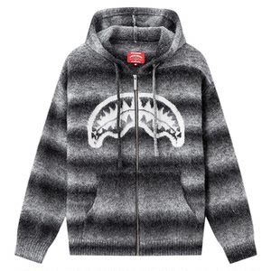 
SprayGround shark mouth star's same style striped knitted cardigan sweater for men and women couple tops and jackets trendy