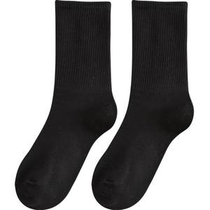 Socks in the socks, spring autumn, pure color long cylinder autumn and winter sports versatile men's pure cotton black and white long sock tide
