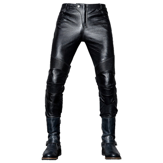 
uglybros Ugly Brothers Motorcycle Riding Pants Anti-fall Windproof Real Cowhide Slim Harley Motorcycle Leather Pants Men and Women