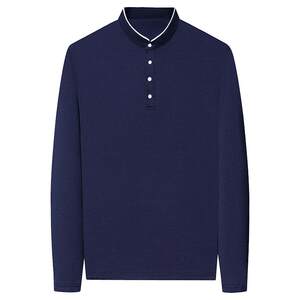 
Long-sleeved T-shirt for men stand collar pure cotton spring and autumn tops for men T-shirt casual versatile thin base shirt for men