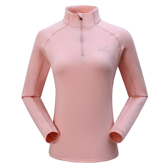 
North Mountain outdoor sports running men and women autumn and winter stand-up collar thin velvet elastic long-sleeved T-shirt quick-drying and warm 1551