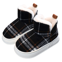 Pull-back Cotton Slippers For Men And Women, Winter Children's High-top Cotton Shoes, Thick-soled Plush, Warm, Indoor And Outdoor Wear, Parent-child Style