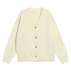 
pusumede loose v-neck sweater cardigan for women in autumn and winter new long-sleeved knitted top casual lazy jacket